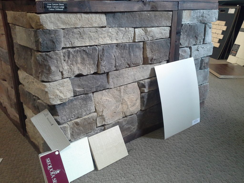 Finishes shown: Brick; colours for siding and shutters; paint colour for main floor