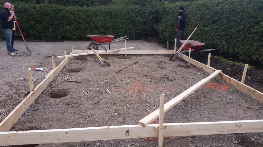 Framing out the base of the studio before pouring the concrete pad