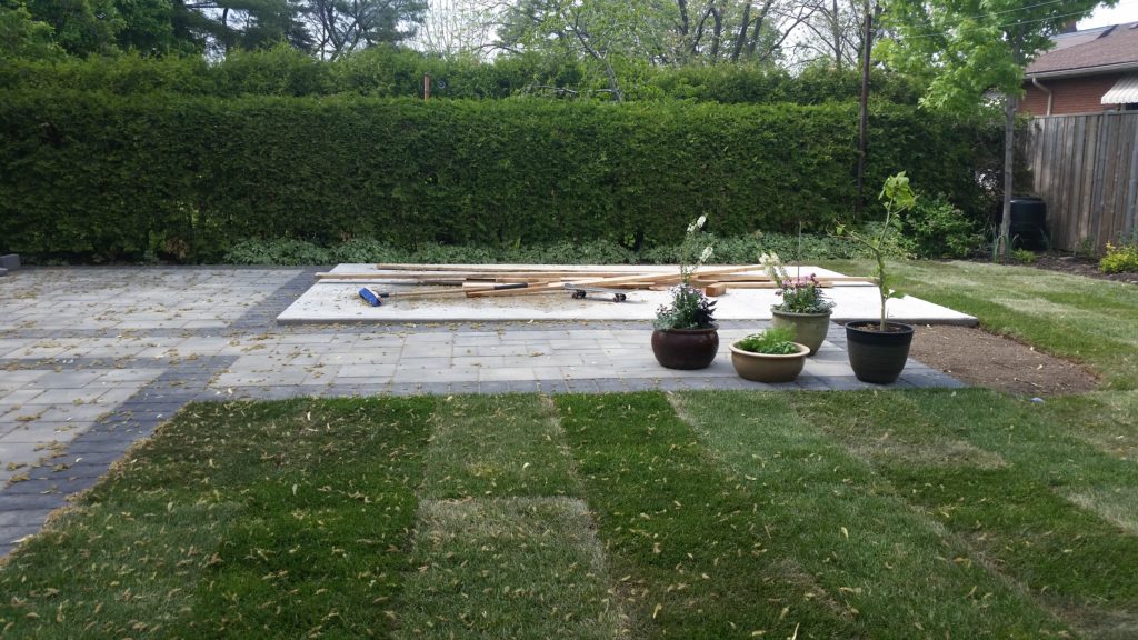 The patio stones are laid