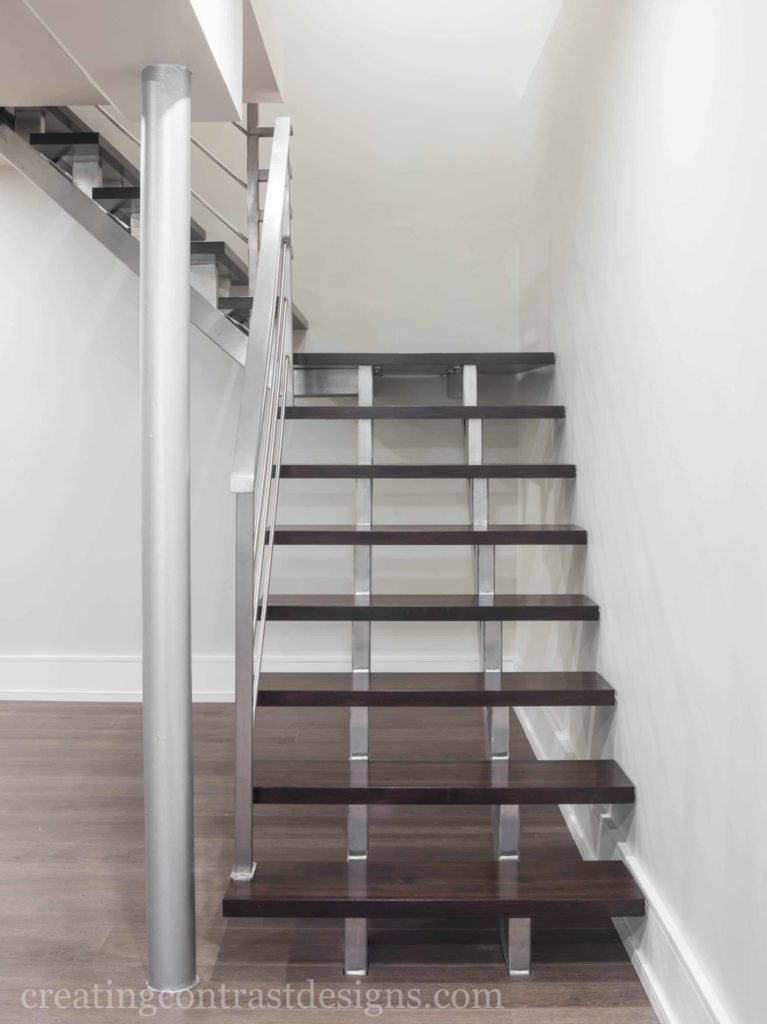 Open floating treads is a common trait of modern stair construction