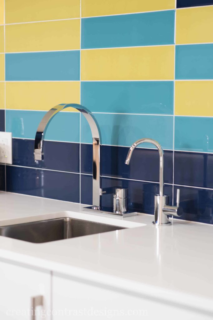 Stacked Subway tile pattern with white grout