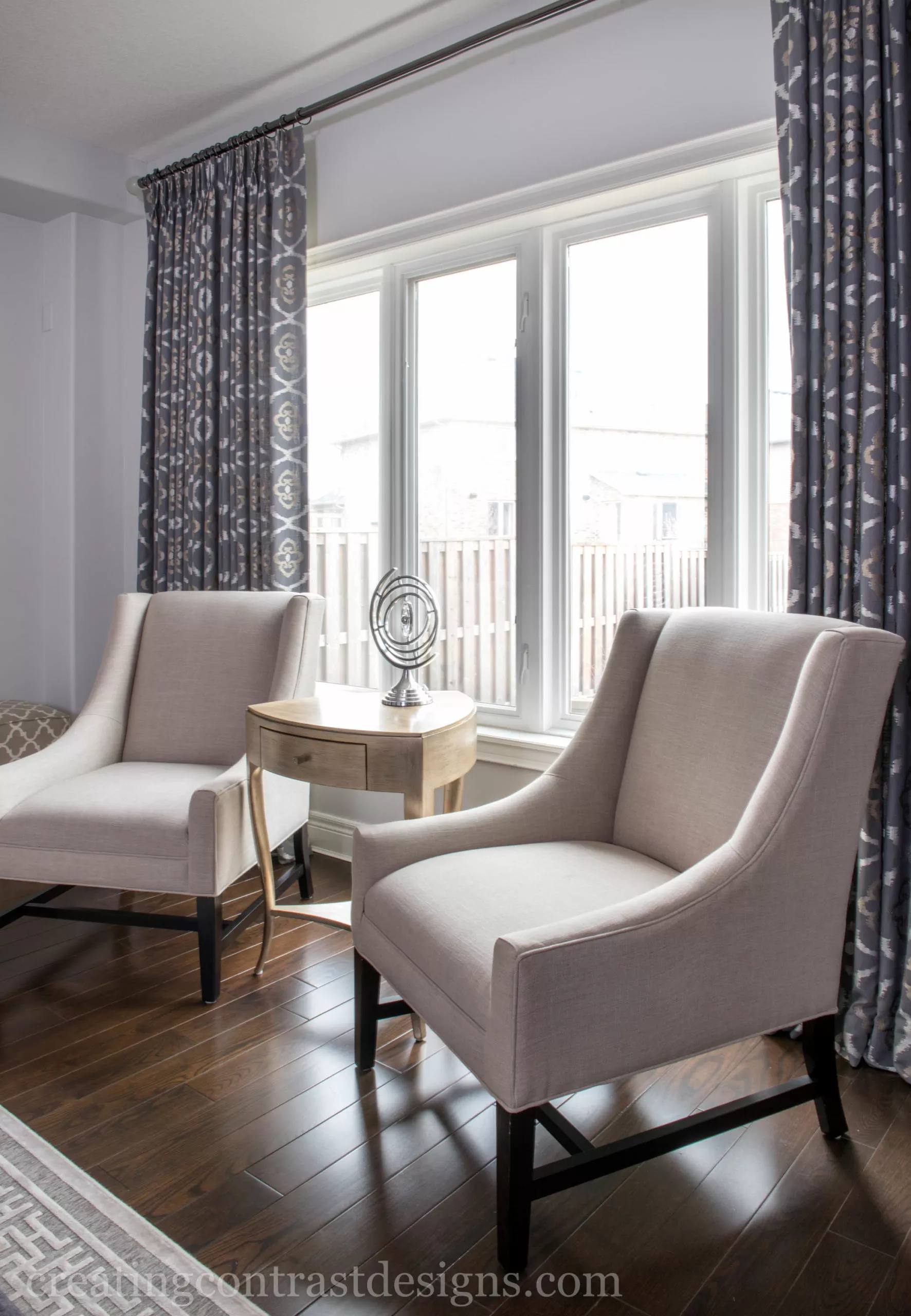Our clients custom drapery looks fabulous with the backdrop of Wickham Gray.