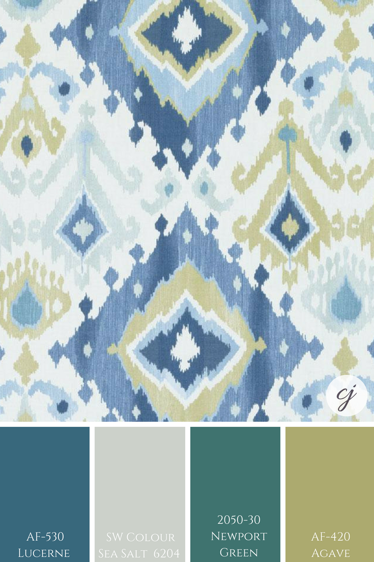Sea Salt by Sherwin Williams paired with Benjamin Moore's: Lucerne; Newport Green & Agave