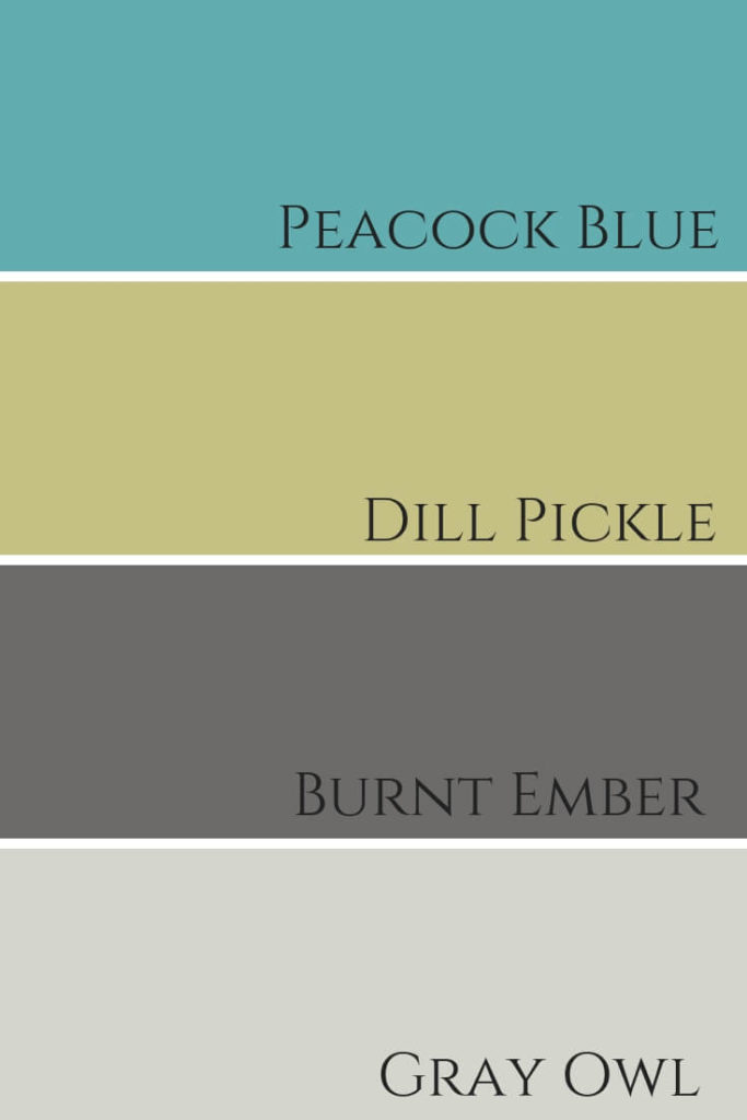 Peacock Blue Dill Pickle Burnt Ember Gray Owl Comparison