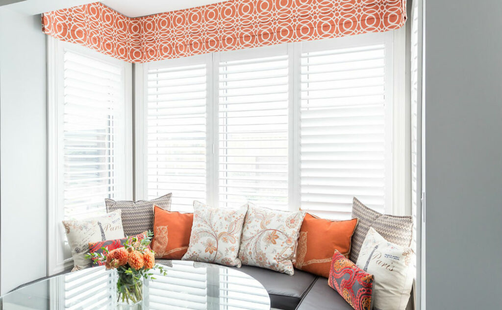 Kitchen Banquette With Orange Geometric Valance Claire Jefford