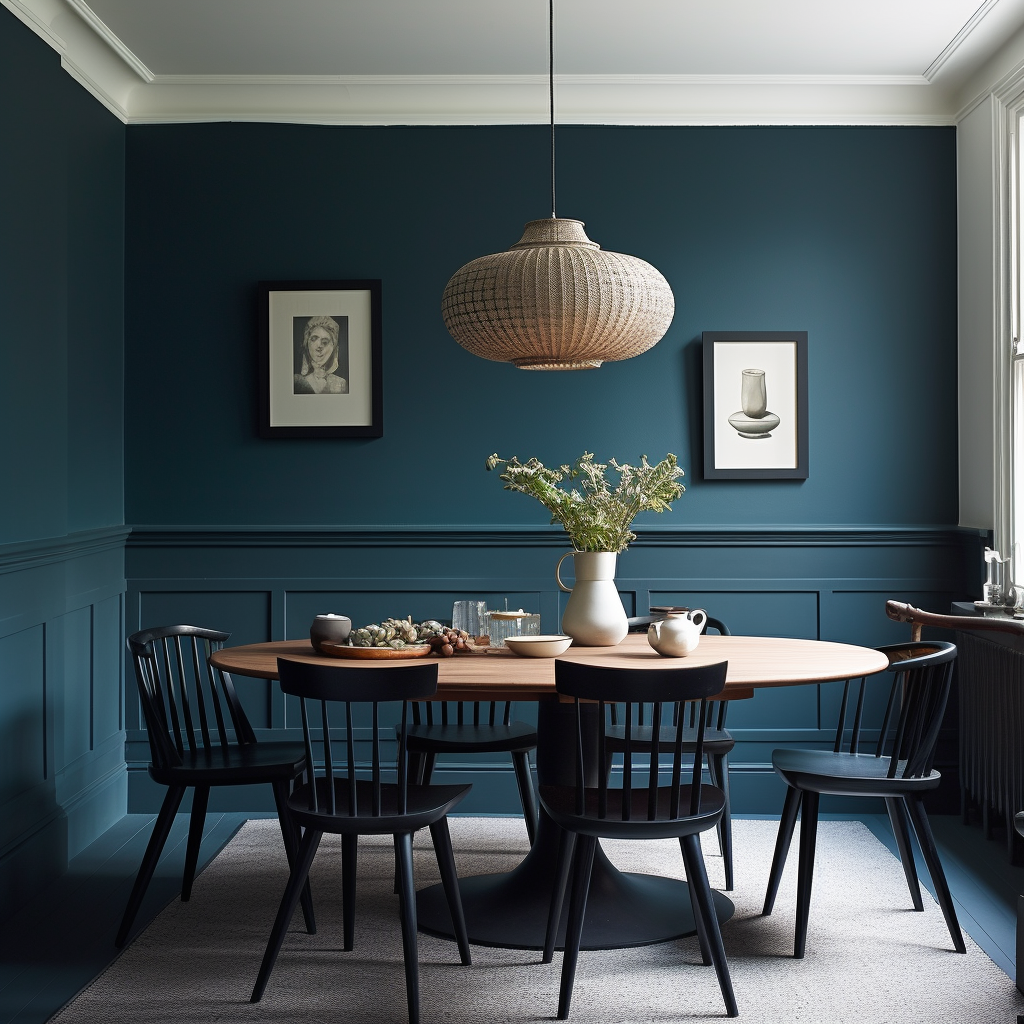 Farrow And Ball Hague Blue And White Ceiling Dining Room