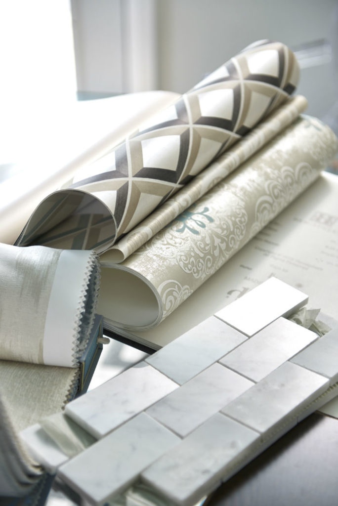 Design Studio With Tile Wallpaper Fabric Samples