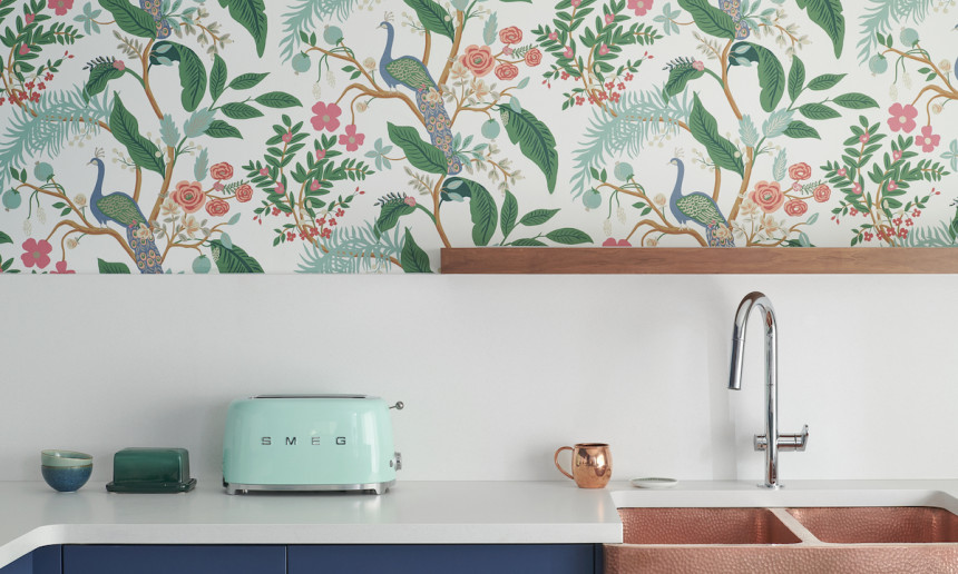 copper-sink-walnut-floating-shelf-american-standard-smart-measure-faucet-colorful-wallpaper-2