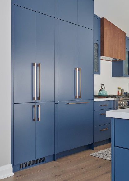 kitchen-pantry-blue-panelled-cabinets-appliance-pulls-walnut-hood