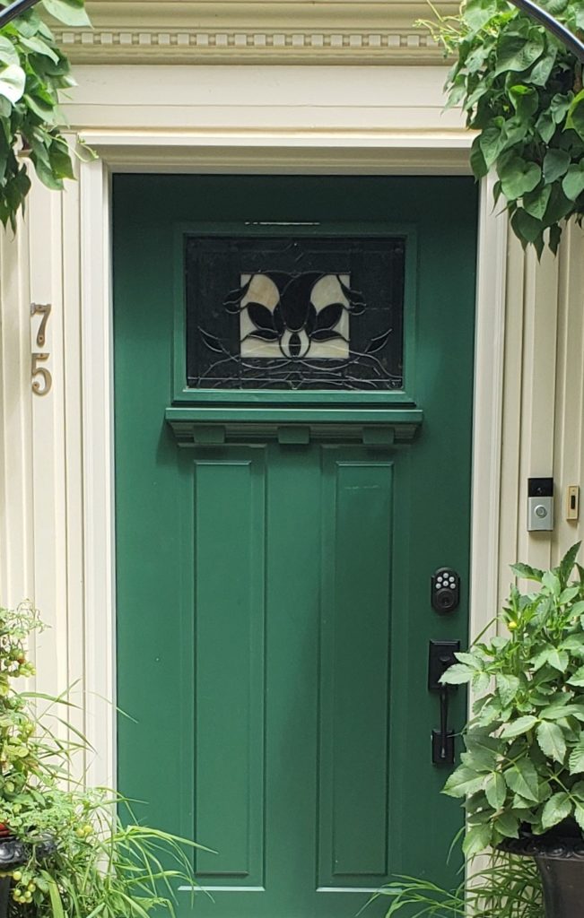 Closer Up Of Very Green Door Woodmont Cream Trim