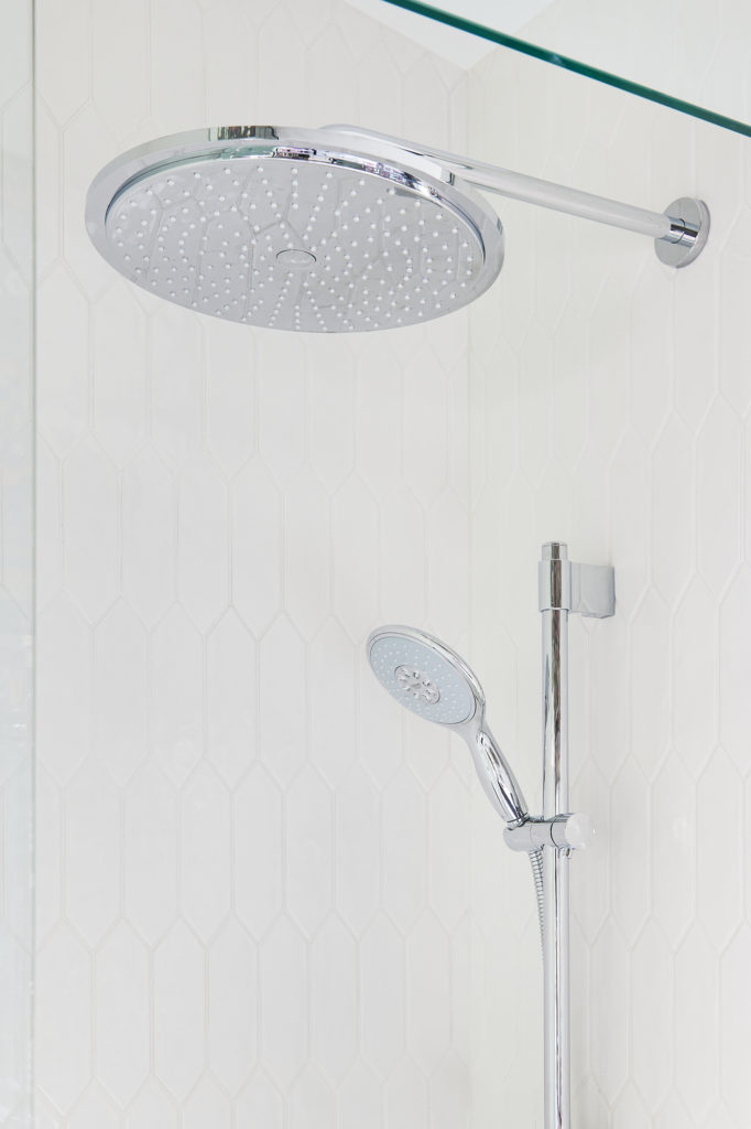 Rainfall Shower Head Chrome Finish Grohe White Bathroom