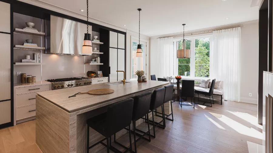 1 Oakville Kitchen With Dekton Island Custom Banquette Breakfast Nook