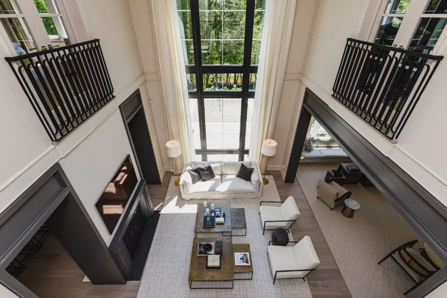 great room, pale oak