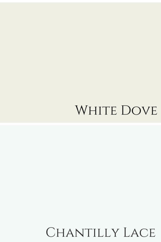 White Dove By Benjamin Moore Colour Review Claire Jefford 2022   White Dove Chantilly Lace Comparison 1 1 683x1024 