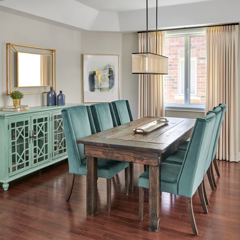 Dining Room Balboa Mist Benjamin Moore Green Velvet Chairs And Green Console