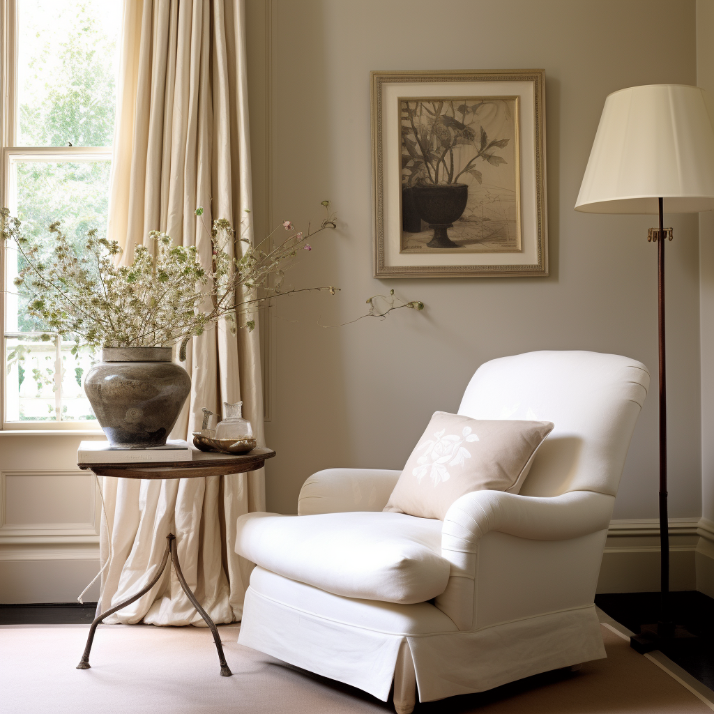 Farrow And Ball Dropcloth Living Room With Armchair