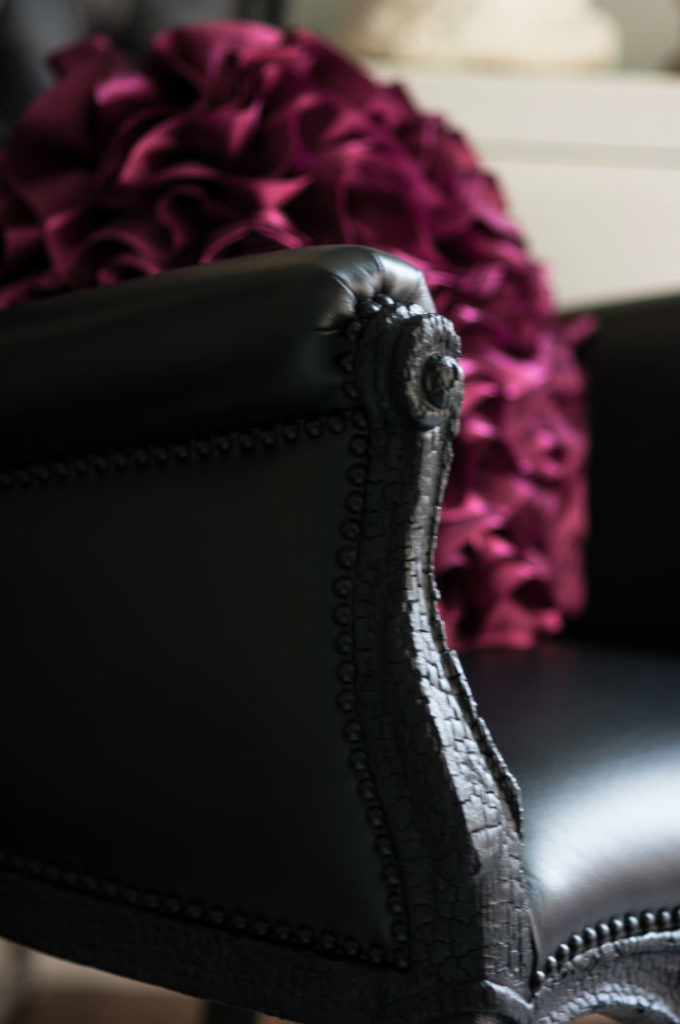 Black Leather Arm Chair With Nail Head Details Claire Jefford Interior Design