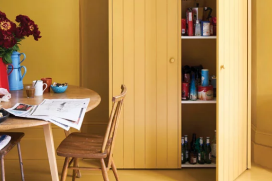 India Yellow, kitchen, pantry cupboard, farrow and ball