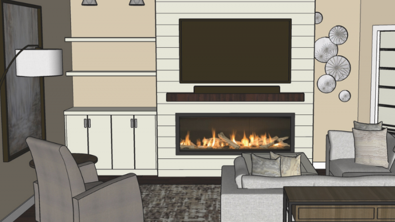 Family Room: Shiplap Fireplace