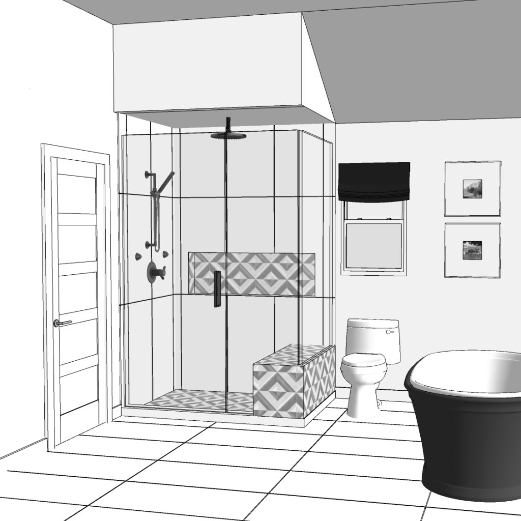 Hager Bathroom Shower Wall Rendering Rev.