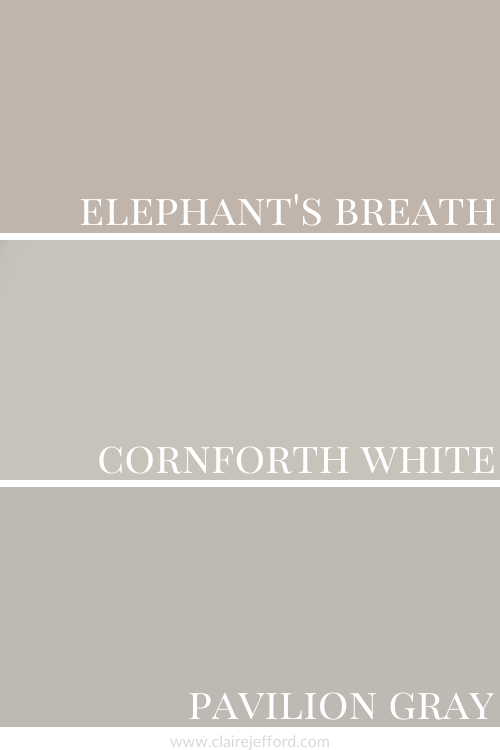 Cornforth White Comparison With Elephants Breath And Pavilion Gray 