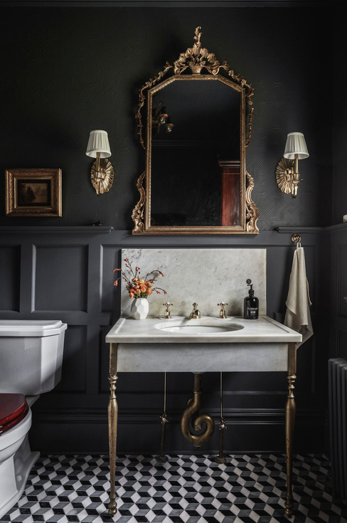 Colour Trends Moody Powder Room Vanity