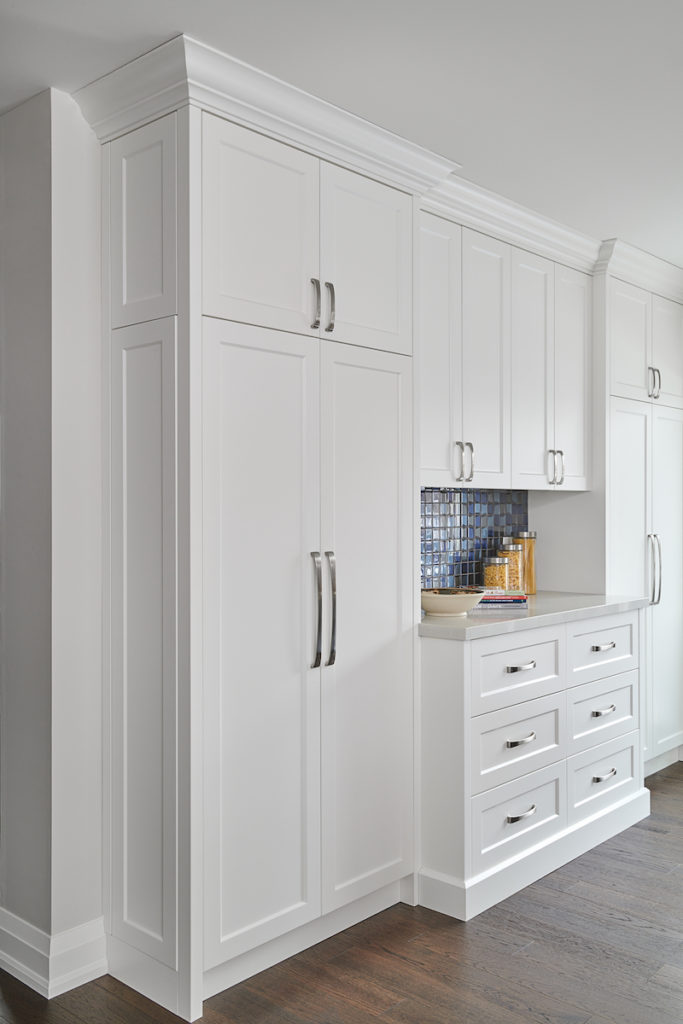 White Kitchen Pantry Shaker Doors Simply White Benjamin Moore Dark Hardwood