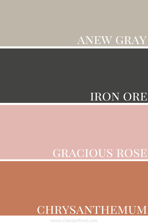 Anew Gray, Iron Ore, Gracious Rose, Chrysanthemum, Sherwin Williams