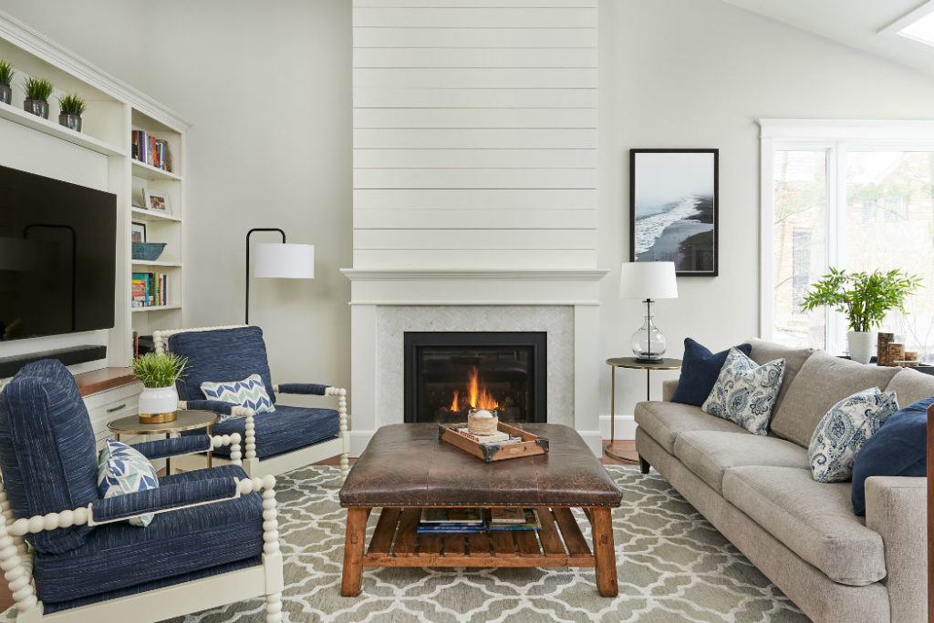 Beautiful Living Room With Shiplap Fireplace Burlington On