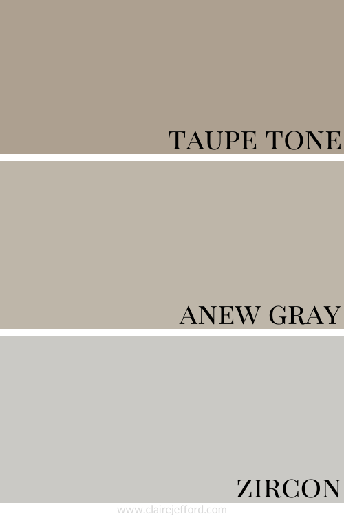 Taupe Tone, Anew Gray, Zircon, sherwin williams