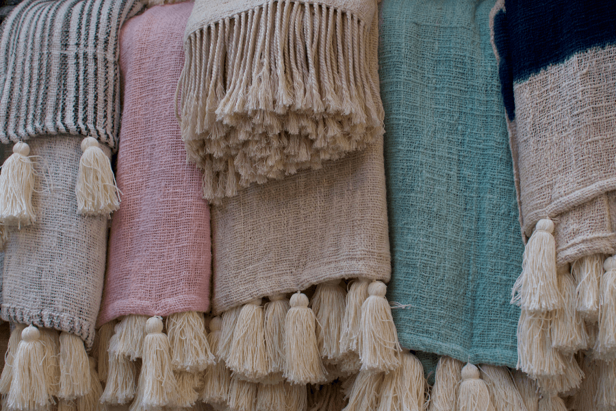 tassels, fringe, natural fabrics