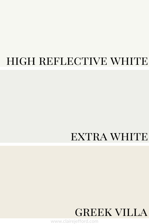 High Reflective White, Extra White And Greek Villa, white paint comparison