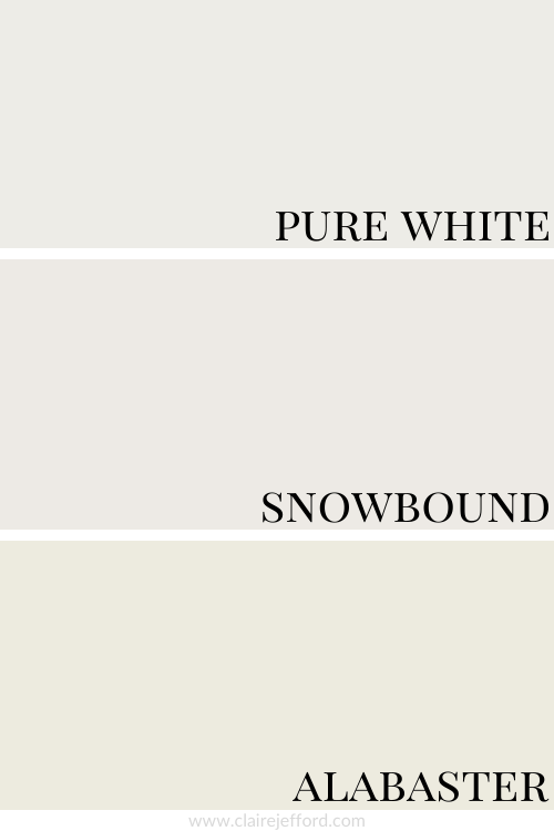 Pure White, Snowbound, Alabaster Best White trim, white trim paint, Sherwin Williams