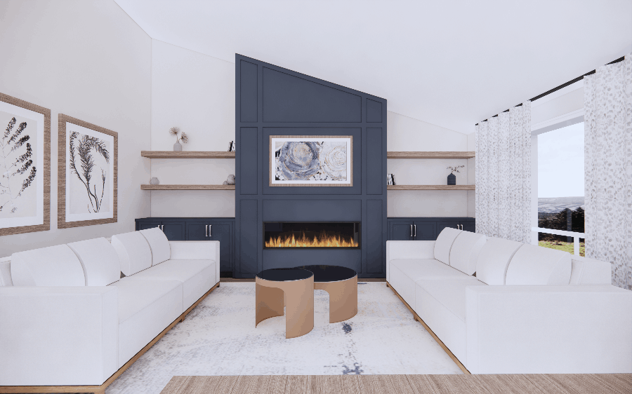 Living Room Fire Place Built In With Artwork Render 1