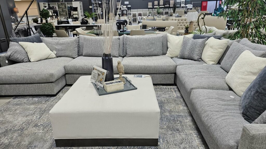 Large Gray Cozy Modern Sectional With Chaise