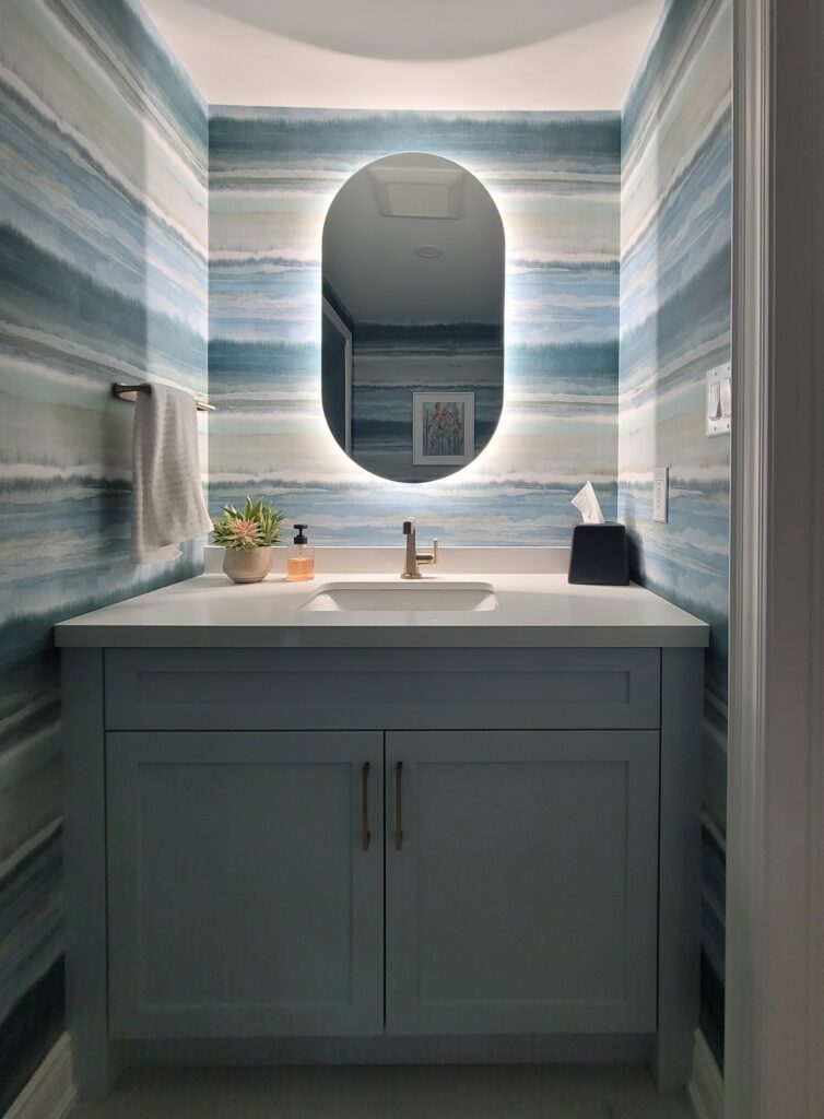 Woodlawn Blue Benjamin Moore Powder Room Vanity