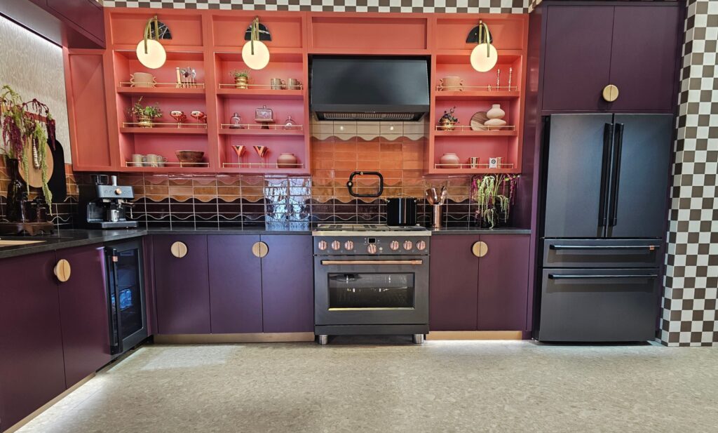 Cafe Appliance Purple Cabinets