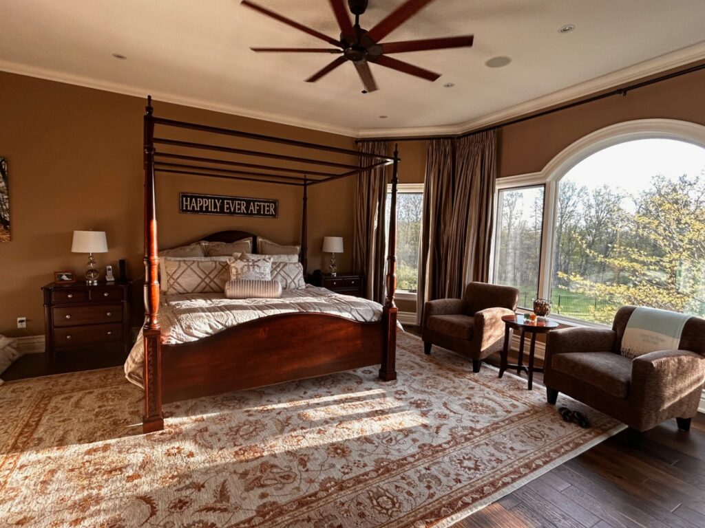 1 Before Bedroom Beige Walls Four Poster Bed