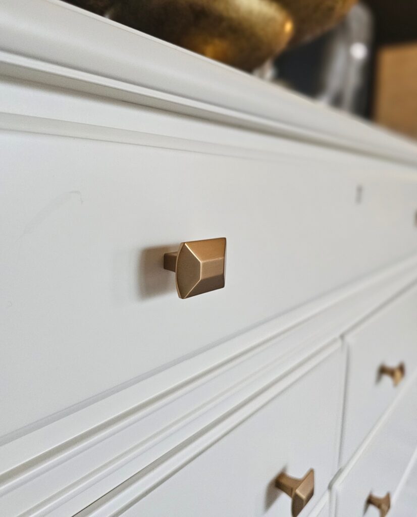 Gold Knobs Cloud White Benjamin Moore Dresser